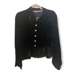 Vintage Fredericks of Hollywood Black crushed velvet blazer Sz L EUC